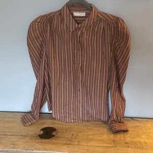Ulla Johnson Brown and Pink Striped Men's Shirt